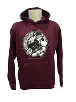 Felpa con cappucccio granata vestirsi bene comportarsi male logo