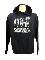 Felpa con cappucccio blu passeggiamo a casa vostra