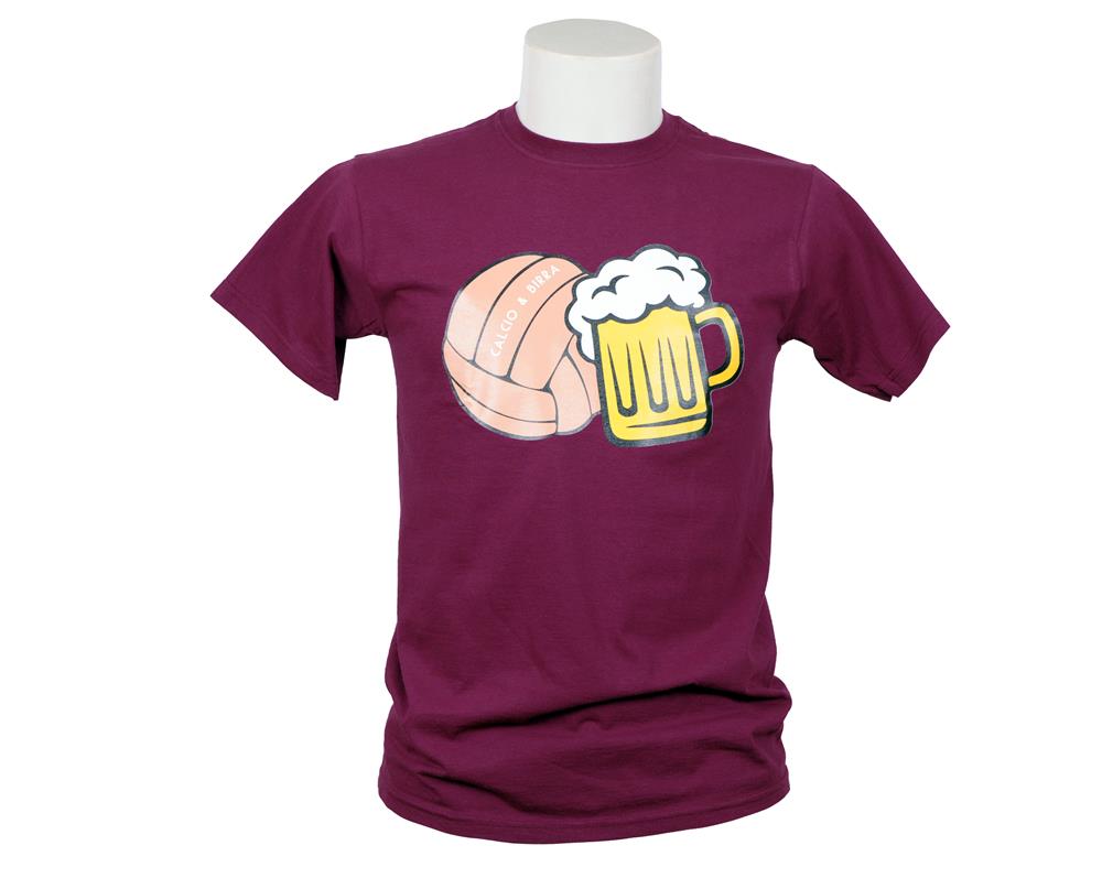 T-shirt_calcio__birra_granata T-shirt calcio & birra granata - immagine 1