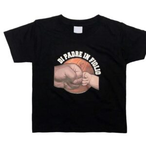 T-shirt bimbo nera di padre in figlio